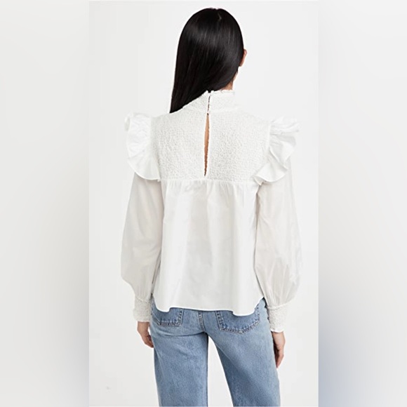 Cinq a Sept River Smocked Yoke Top in Ivory - NWT - Small - Picture 4 of 8